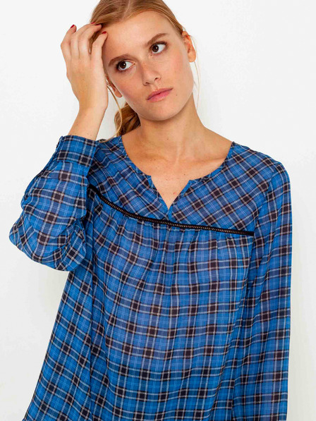 CAMAIEU Blau karierte, lockere Bluse CAMAIEU