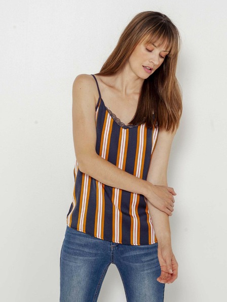 CAMAIEU Orange und blau gestreiftes Tank-Top CAMAIEU