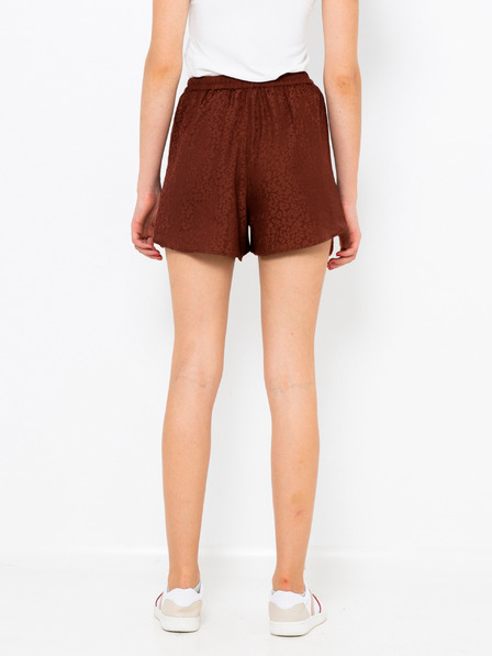 CAMAIEU Braun gemusterte, lockere Shorts aus Satin CAMAIEU