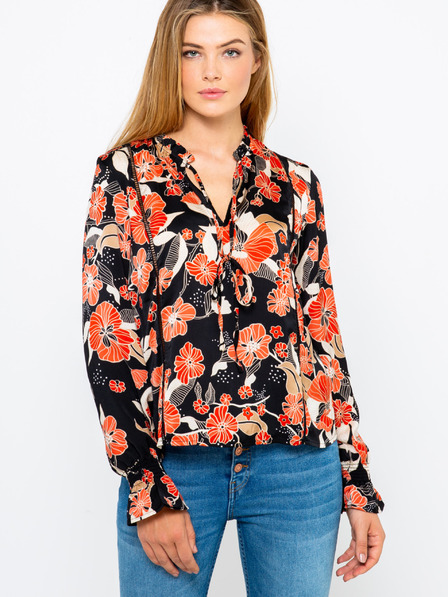 CAMAIEU Rot-schwarze geblümte Bluse CAMAIEU