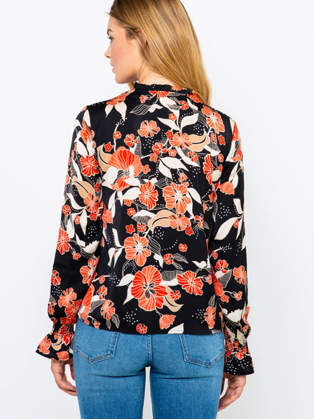 CAMAIEU Rot-schwarze geblümte Bluse CAMAIEU
