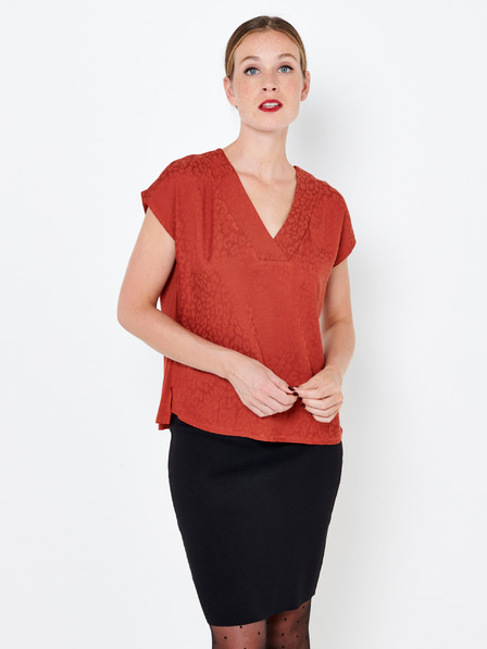 CAMAIEU Orange gemusterte Bluse CAMAIEU