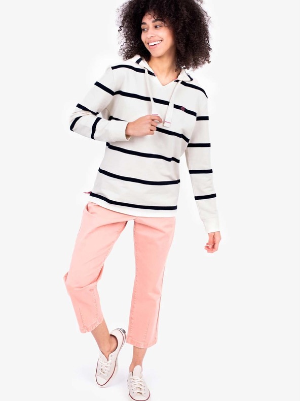 Brakeburn Blau-weiß gestreifter Damen-Kapuzenpullover Brakeburn