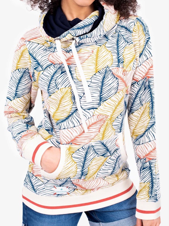 Brakeburn Cremefarbener gemusterter Damen-Kapuzenpullover Brakeburn