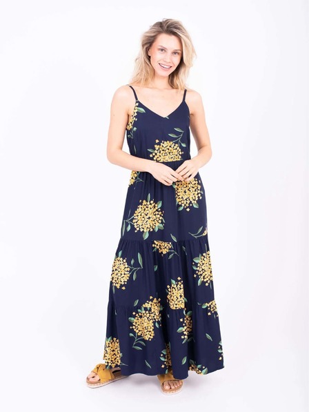 Brakeburn Dunkelblau gemustertes Damen Maxikleid Brakeburn