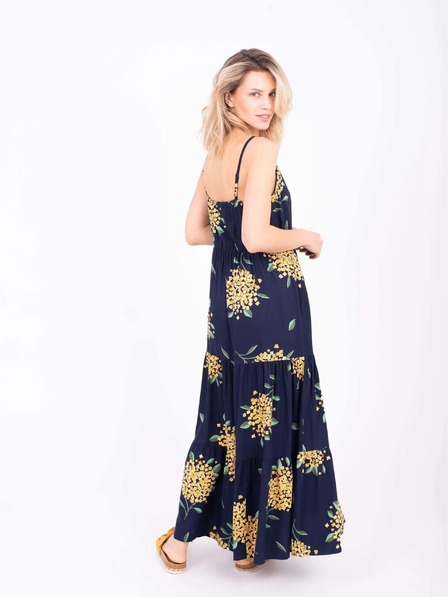 Brakeburn Dunkelblau gemustertes Damen Maxikleid Brakeburn