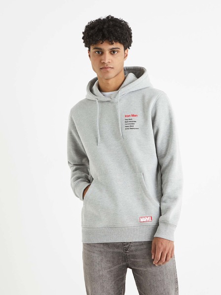Celio Hellgraues Herren-Sweatshirt Celio Iron Man bedruckt