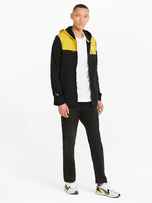 Puma Gelb-schwarzer sportlicher Herren-Kapuzenpullover Puma