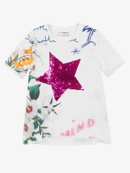 Desigual Desigual TS Amparo Weißes gemustertes T-Shirt für Mädchen