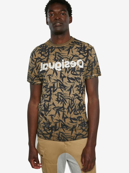 Desigual Braunes Desigual TS Cesarion gemustertes Herren-T-Shirt