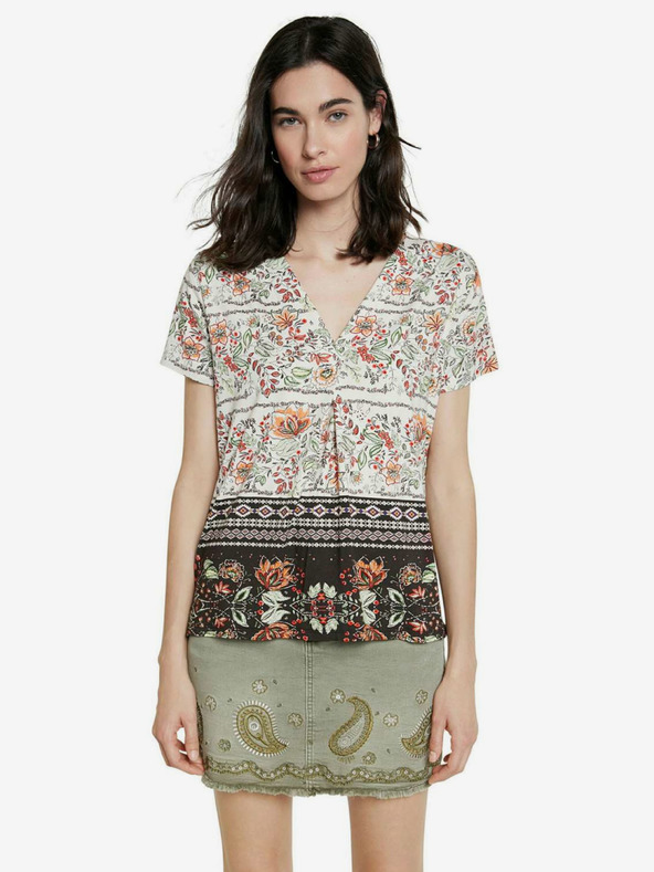 Desigual Grünes und weißes Desigual TS Cracovia T-shirt