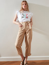Trendyol Beige Damen-Cropped-Hose mit Taschen Trendyol