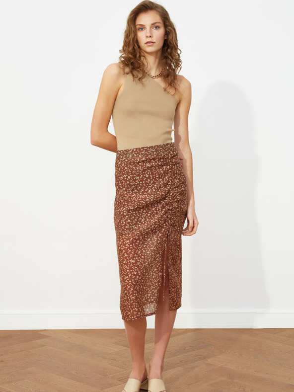 Trendyol Brauner gemusterter Rock mit Tiers Trendyol