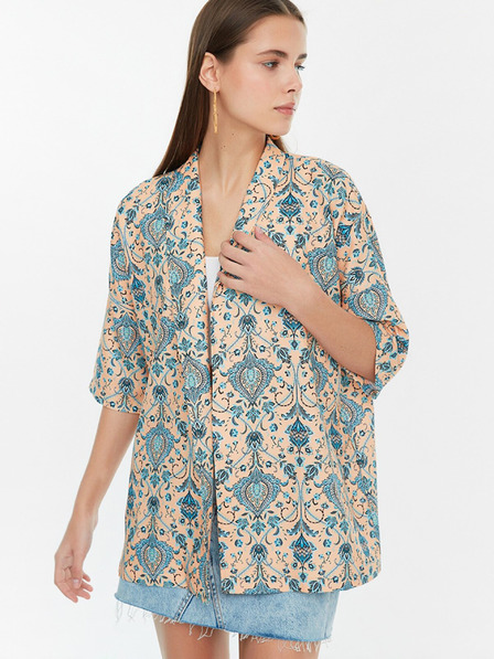 Trendyol Blau und beige gemusterter Kimono Trendyol