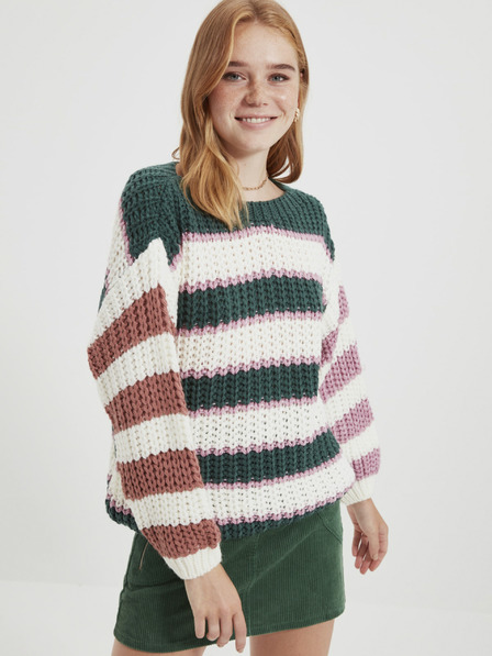 Trendyol Grün-weiß gestreifter Oversize-Pullover für Damen Trendyol