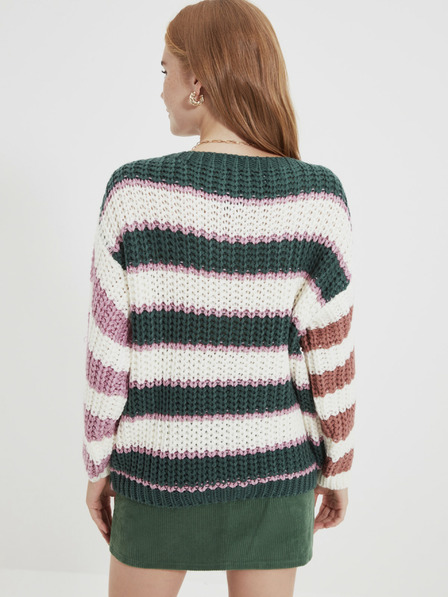 Trendyol Grün-weiß gestreifter Oversize-Pullover für Damen Trendyol
