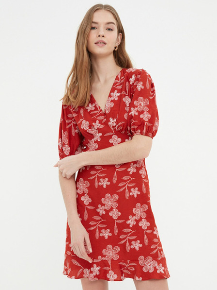 Trendyol Schwarzes kurzes Kleid mit Blumenmuster Trendyol