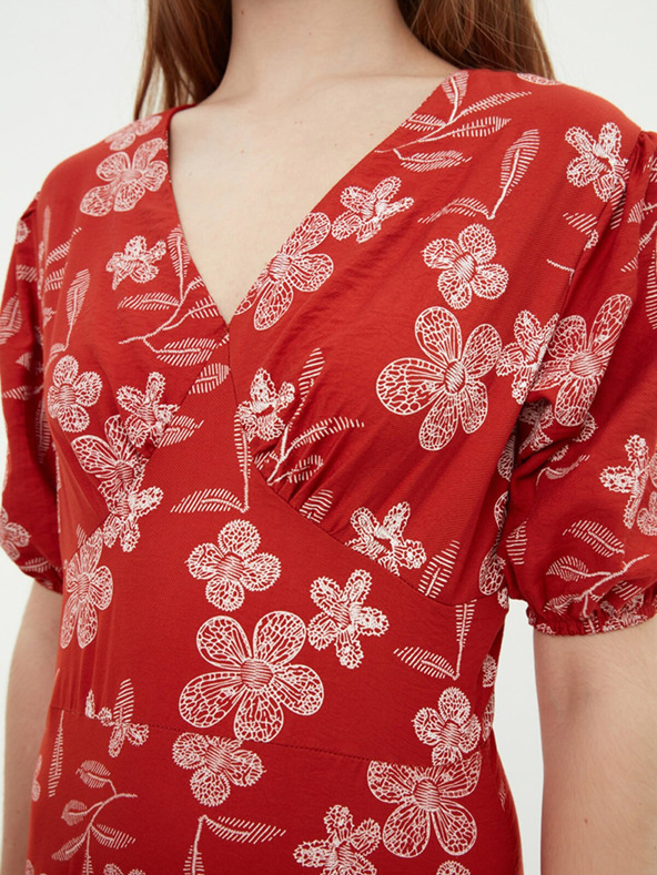 Trendyol Schwarzes kurzes Kleid mit Blumenmuster Trendyol