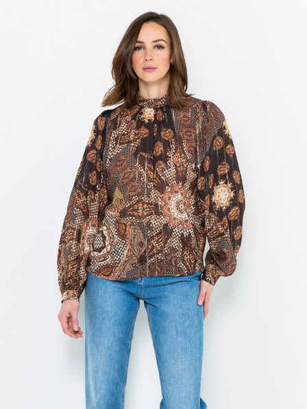 CAMAIEU Dunkelbraun gemusterte Bluse CAMAIEU