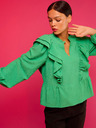 ICHI Grüne Damenbluse mit Rüschen ICHI
