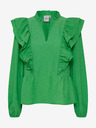 ICHI Grüne Damenbluse mit Rüschen ICHI