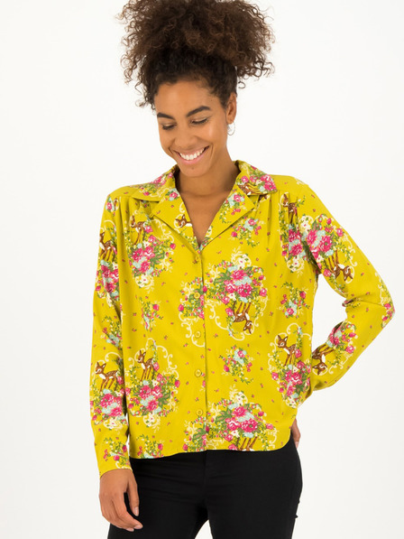 Blutsgeschwister Gelbes gemustertes Damen T-Shirt Blutsgeschwister Oh My Deer