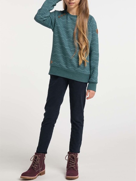 Ragwear Petrolfarbenes gemustertes Mädchen-Sweatshirt Ragwear Darinka Chevron