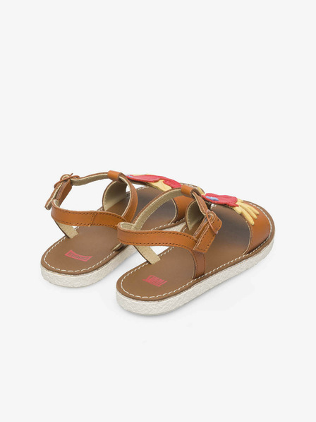 Camper Rote und braune Camper Ledersandalen für Mädchen