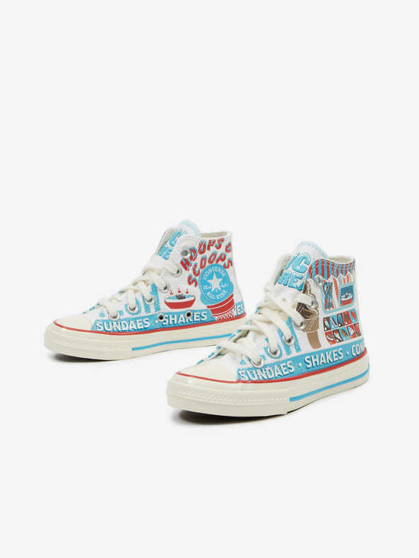 Converse Blaue und weiße Kinder-Knöchel-Turnschuhe mit Muster Converse Sweet Scoops