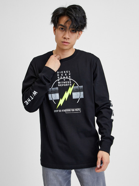 Diesel Schwarzes Herren T-Shirt mit langen Ärmeln Diesel Just