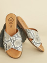 Ojju Graue Lederslipper mit Schlangenmuster OJJU