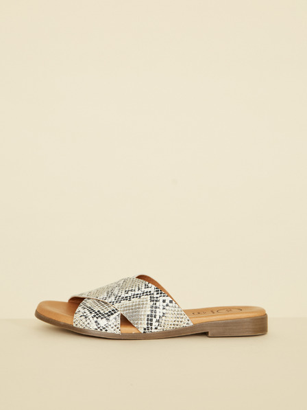 Ojju Graue Lederslipper mit Schlangenmuster OJJU