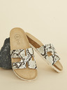 Ojju Beige Damen-Pantoffeln mit Schlangenmuster OJJU
