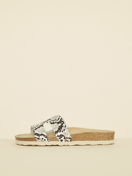 Ojju Beige Damen-Pantoffeln mit Schlangenmuster OJJU