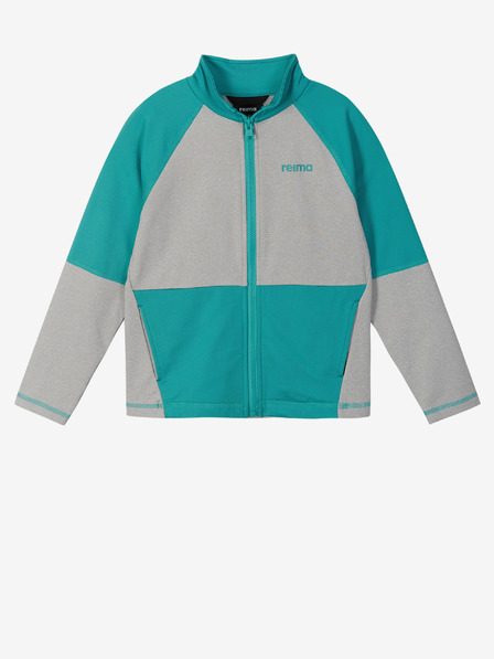 Reima Türkisfarbenes und graues Reima Mieti Kinder-Sweatshirt mit Reißverschluss