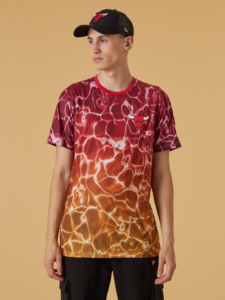 New Era Gelb und rot gemustertes Herren-T-Shirt New Era Chibul
