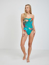 Desigual Türkisfarbener gemusterter einteiliger Badeanzug für Damen Desigual Aurora