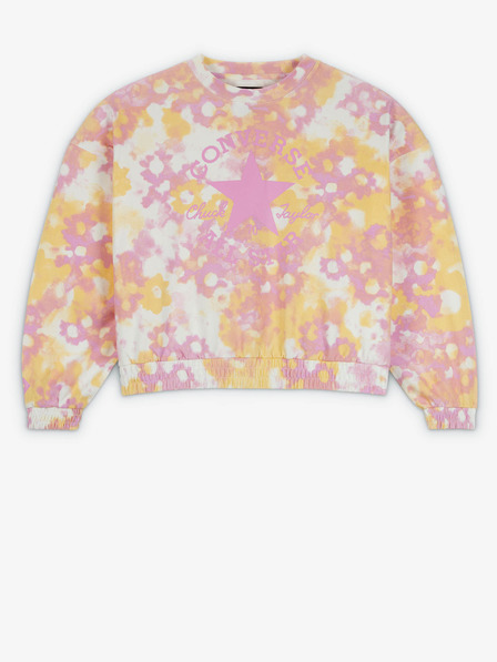Converse Gelbes und rosa geblümtes Damen-Sweatshirt von Converse