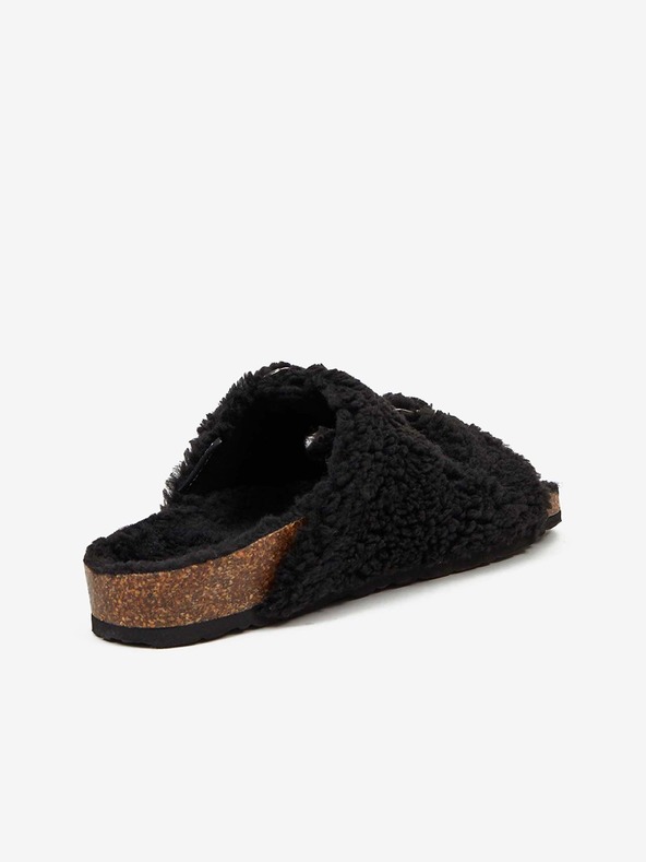 Replay Schwarze Damenpantoffeln aus Kunstfell Replay