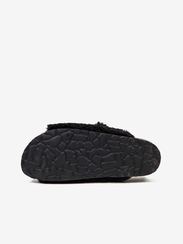 Replay Schwarze Damenpantoffeln aus Kunstfell Replay