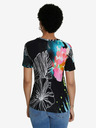 Desigual Schwarzes Desigual TS Leaves Gemustertes T-Shirt für Frauen