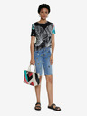 Desigual Schwarzes Desigual TS Leaves Gemustertes T-Shirt für Frauen