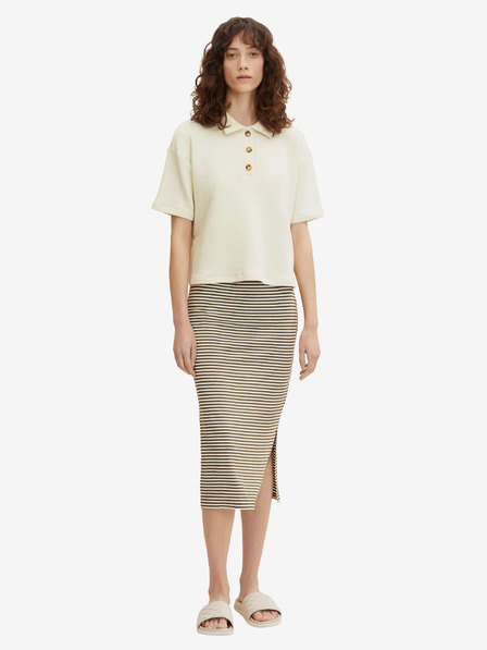Tom Tailor Tom Tailor Weiß und Khaki Gestreifter ärmelloser Midirock für Damen