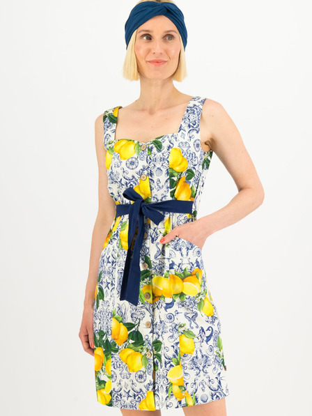 Blutsgeschwister Gelb und weiß gemustertes Kleid Blutsgeschwister
