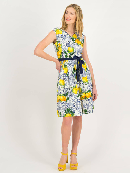 Blutsgeschwister Gelb und weiß gemustertes Kleid Blutsgeschwister
