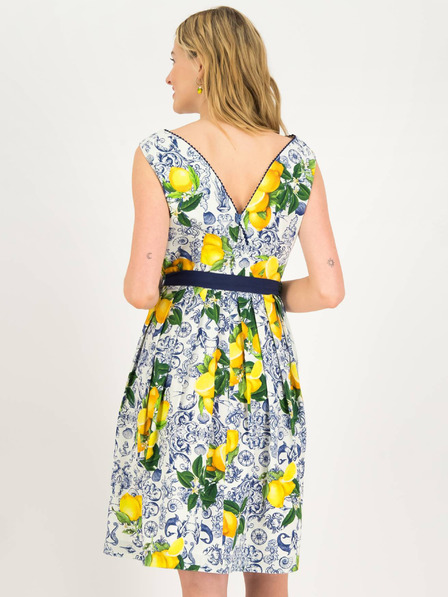 Blutsgeschwister Gelb und weiß gemustertes Kleid Blutsgeschwister