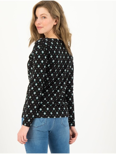 Blutsgeschwister Schwarzes Damen Blutsgeschwister Longsleeve Cascadella Patterned Shirt