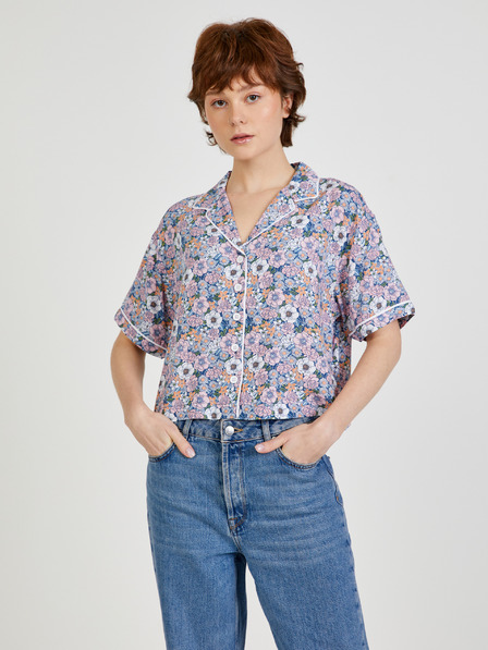 Vans Blau und rosa gemustertes Damen-Shirt VANS Retro Floral