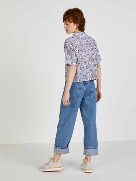 Vans Blau und rosa gemustertes Damen-Shirt VANS Retro Floral