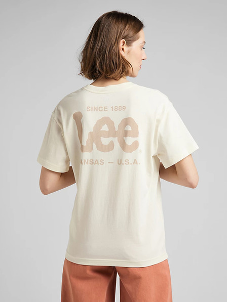 Lee Cremefarbenes bedrucktes T-Shirt für Damen Lee